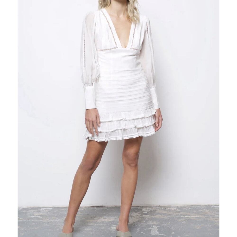 AMYLYNN White Romantic Ruffle Mini Dress M Long Sleeve Cottagecore NWT - Picture 9 of 10